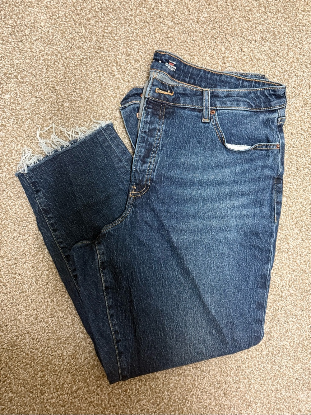 Old Navy Dark Blue Cropped Raw-Hem Jeans